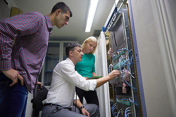 Image showing network engeneers working in network server room