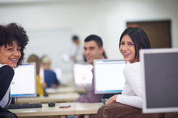 Image showing students group in computer lab classroom