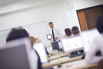 Image showing students with teacher  in computer lab classrom