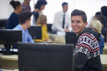 Image showing students group in computer lab classroom