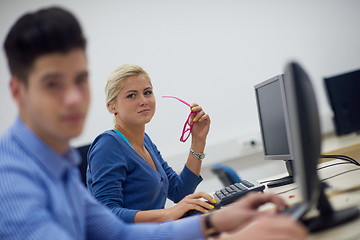 Image showing students group in computer lab classroom