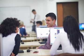 Image showing students group in computer lab classroom