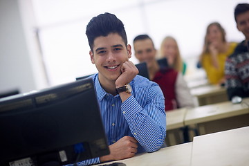 Image showing students group in computer lab classroom