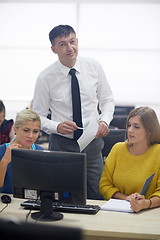 Image showing students with teacher  in computer lab classrom