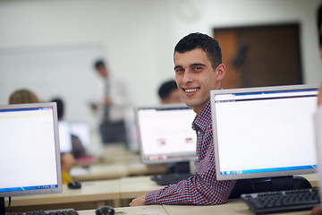 Image showing students group in computer lab classroom