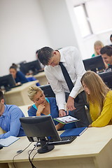 Image showing students with teacher  in computer lab classrom