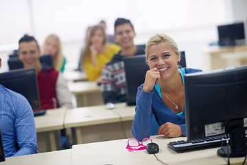 Image showing students group in computer lab classroom