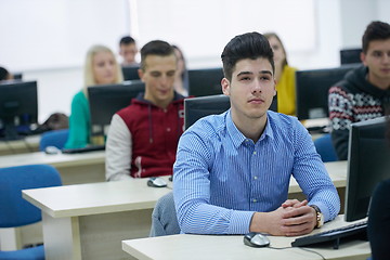 Image showing students group in computer lab classroom