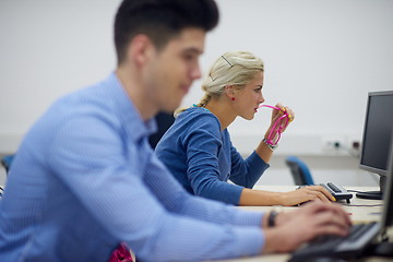 Image showing students group in computer lab classroom