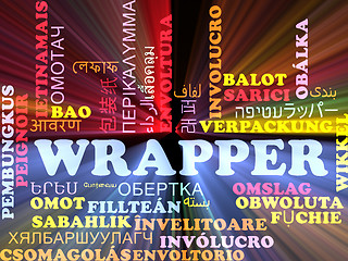 Image showing Wrapper multilanguage wordcloud background concept glowing
