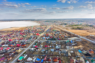 Image showing Aerial view onto rural street. Borovskiy. Russia