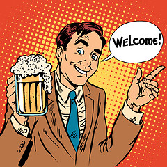 Image showing Man welcome to the beer restaurant