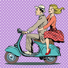 Image showing man woman scooter retro