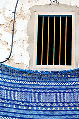 Image showing blue window in morocco africa   carpet