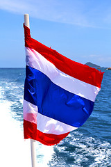 Image showing waving flag  asia  kho samu bay isle    in thailand  sea 