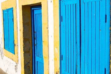 Image showing old door in morocco africa  wall ornate blue yellow