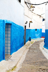 Image showing old door in  africa  wall ornate   blue street