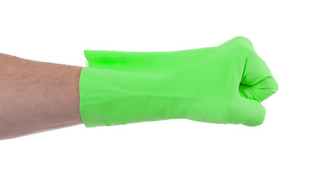 Image showing Fist hand in latex glove