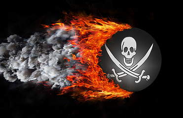 Image showing Flag with a trail of fire and smoke - Pirate