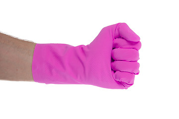 Image showing Rubber glove, making fist