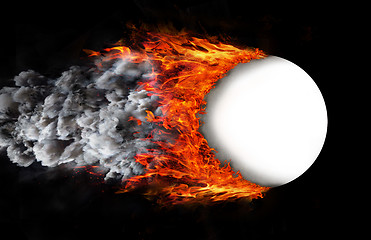Image showing Ball with a trail of fire and smoke - white