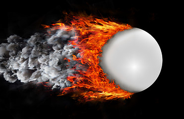 Image showing Ball with a trail of fire and smoke - white