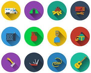 Image showing Set of camping icons in flat design