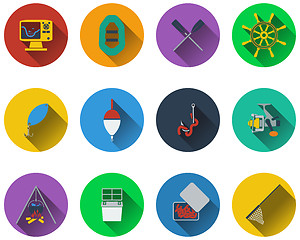 Image showing Set of fishing icons