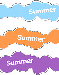 Image showing summer word on stickers set isolated on white, summer time concept