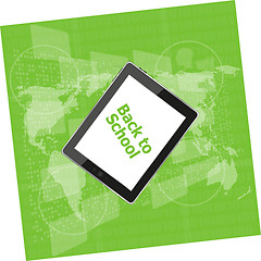 Image showing Tablet PC set with back to school word on it, education concept