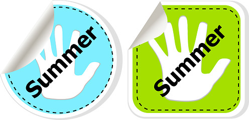 Image showing Word summer concept on button. Banner, web button or message for online web site, presentation or application