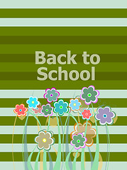 Image showing Back to school invitation card with flowers, education concept