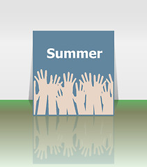 Image showing word summer and people hands, holiday concept, icon design