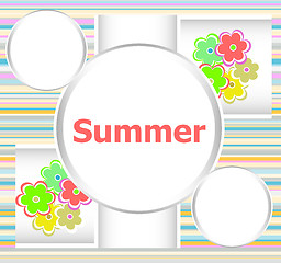 Image showing Beautiful summer floral invitation card. summer holiday, flowers and abstract lines set