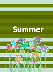 Image showing Beautiful summer floral invitation card. summer holiday, flowers and abstract lines set