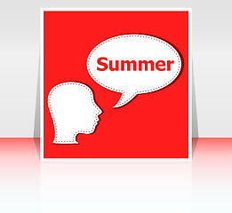 Image showing Speech Bubble with man head silhouette, summer word on it