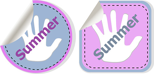 Image showing word summer web button isolated on white background, icon design