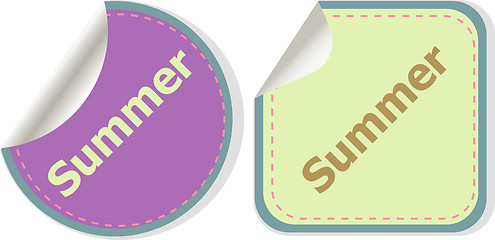 Image showing Word summer concept on button. Banner, web button or message for online web site, presentation or application