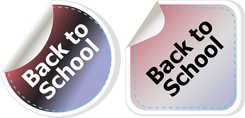 Image showing Back to school text on label tag stickers set isolated on white, education concept