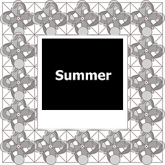 Image showing summer background, summer words on empty photo frame, summer holiday