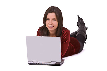 Image showing Woman working on a laptop