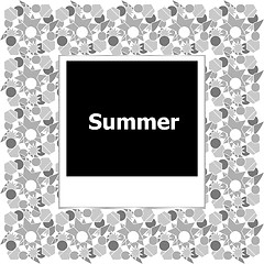 Image showing summer background, summer words on empty photo frame, summer holiday