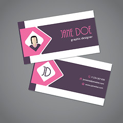 Image showing Business card with pink arrow ribbon