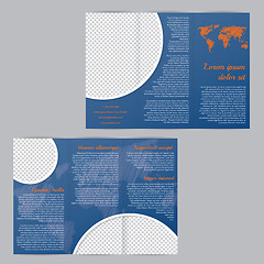 Image showing Flyer brochure template design with world map and photo containe