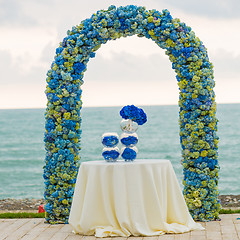 Image showing beach wedding arch