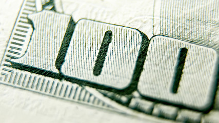 Image showing Macro close up of the US 100 dollar bill