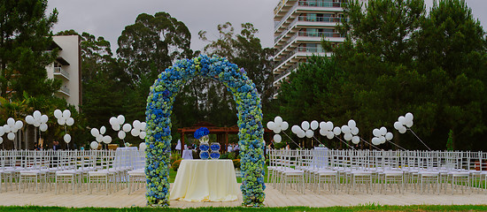 Image showing beach wedding arch