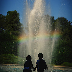 Image showing Silhouettes brother and sister