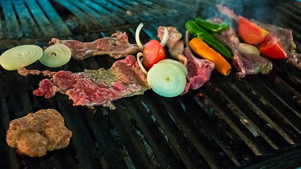 Image showing Meat and vegetables char-grilled