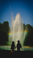 Image showing Silhouettes brother and sister